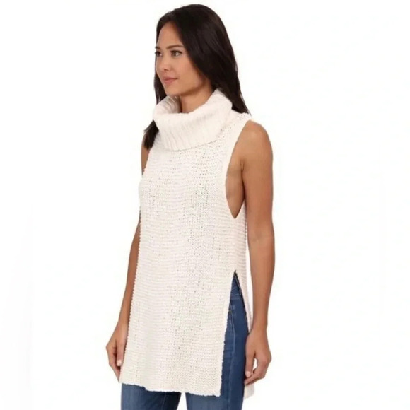 Free People White Horses Cream knit tunic sweater sz Small - Picture 2 of 6